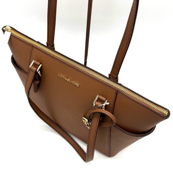 Michael Kors Large Charlotte TZ Tote Bag Luggage Brown - Picture 8 of 11